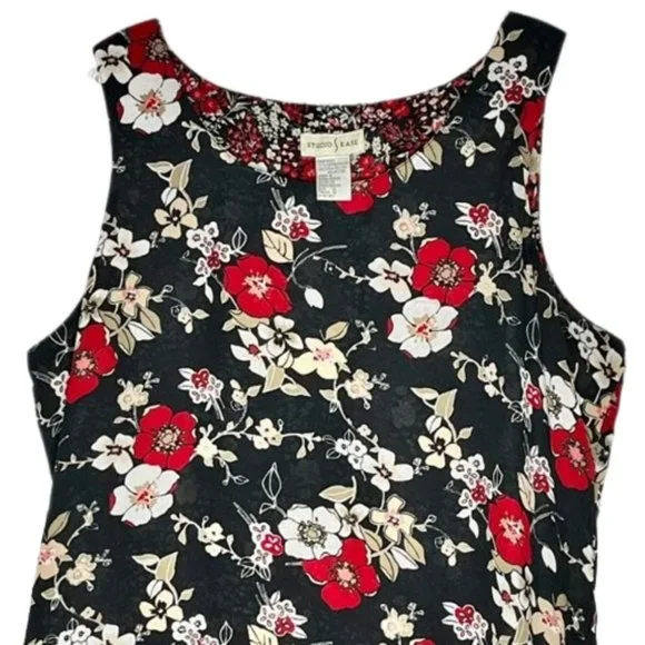 Studio Ease Reversible Maxi Shift Dress Red/White/Blue Florals - Travel - 12 - Picture 3 of 11